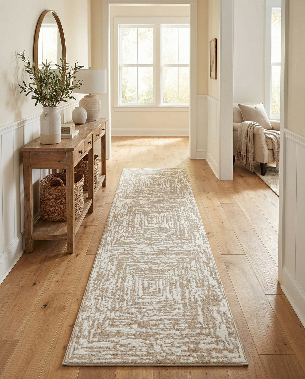 Sanctuary Retreat Collection Area Rug -  Asylum Runner White Bone  lifestyle 167