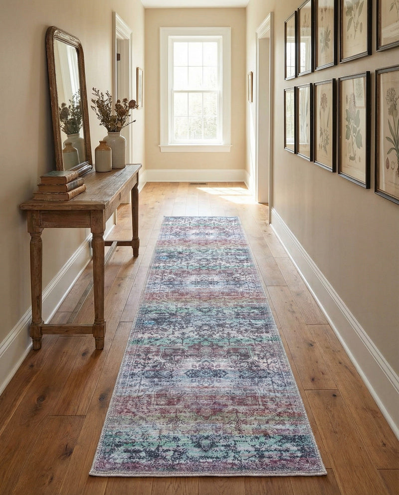 Baroque Era Collection Area Rug - Versailles (Blue Green) Runner Blue Green  lifestyle 51