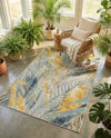 Seaside Blooms Collection Area Rug -  Blossom Rectangle Gray Ivory Yellow  lifestyle 27