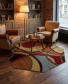 Bistro Lounge Collection Area Rug -  Macchiato Octagon Multi  lifestyle 55