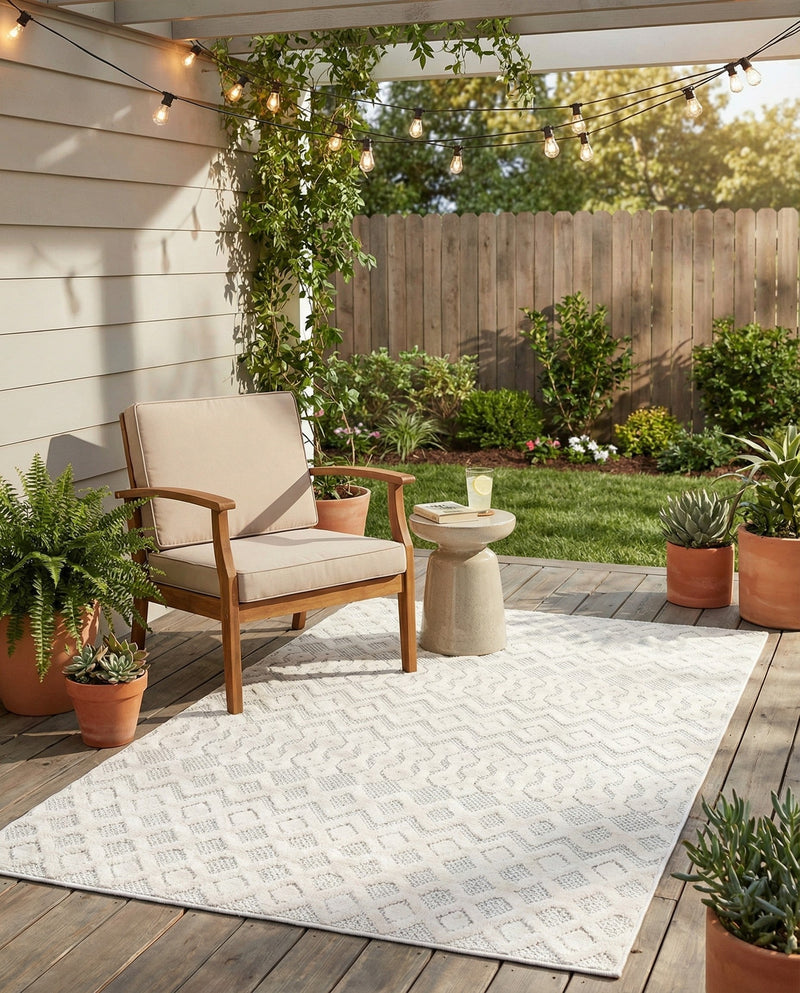 Garden Lattice Charm Collection Area Rug -  Pergola (Ivory) Rectangle Ivory  lifestyle 17