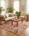Seaside Blooms Collection Area Rug -  Kyoto Rectangle Coral  lifestyle 5