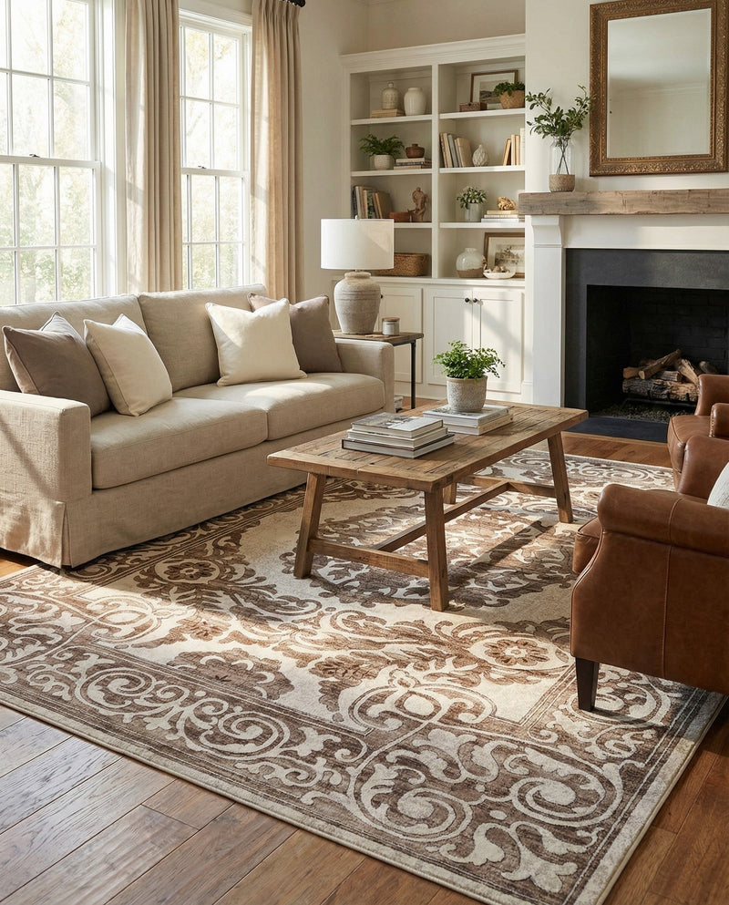 Sanctuary Retreat Collection Area Rug -  Enclave Rectangle Chocolate Brown  lifestyle 9