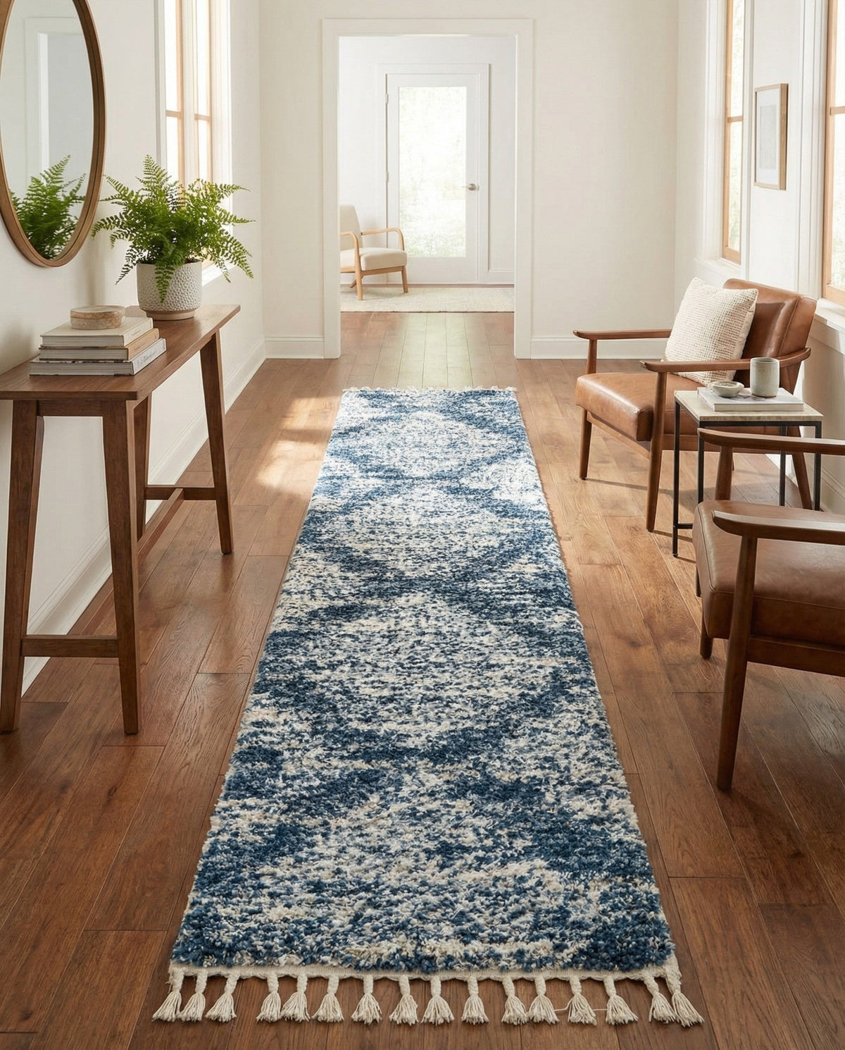 Tranquil Tides Shag Collection Area Rug -  Azure Runner Blue  lifestyle 110
