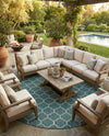 Savannah Pergola Collection Area Rug - Arbor (Teal) Round Teal  lifestyle 89