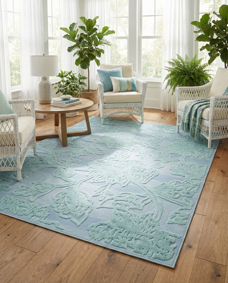 Bahama Breeze Outdoor Collection Area Rug -  Eleuthera Rectangle Navy Blue  lifestyle 11