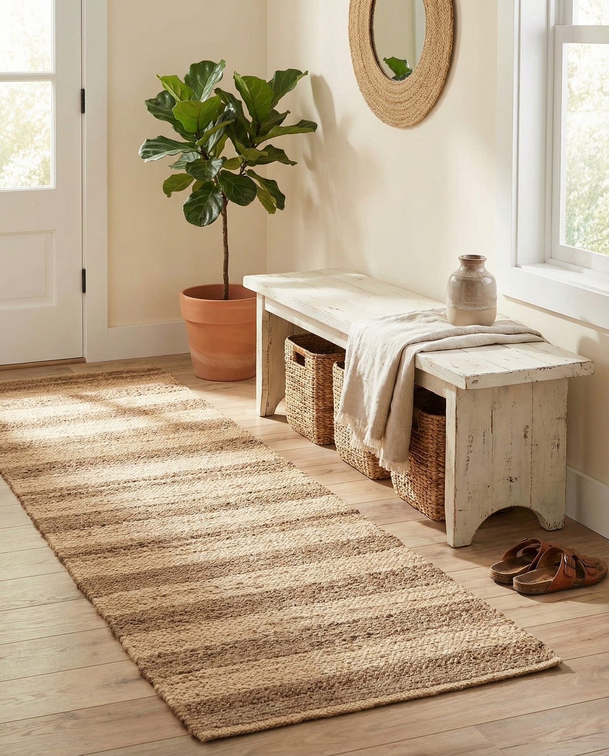 Woven Seaside Jute Collection Area Rug - Nantucket Runner Natural Ivory  lifestyle 83
