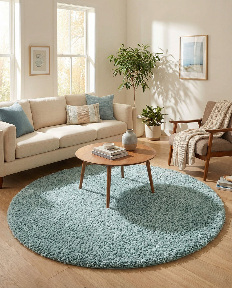 Alpine Plush Collection Area Rug -  Cortina (Aqua) Round Aqua  lifestyle 38