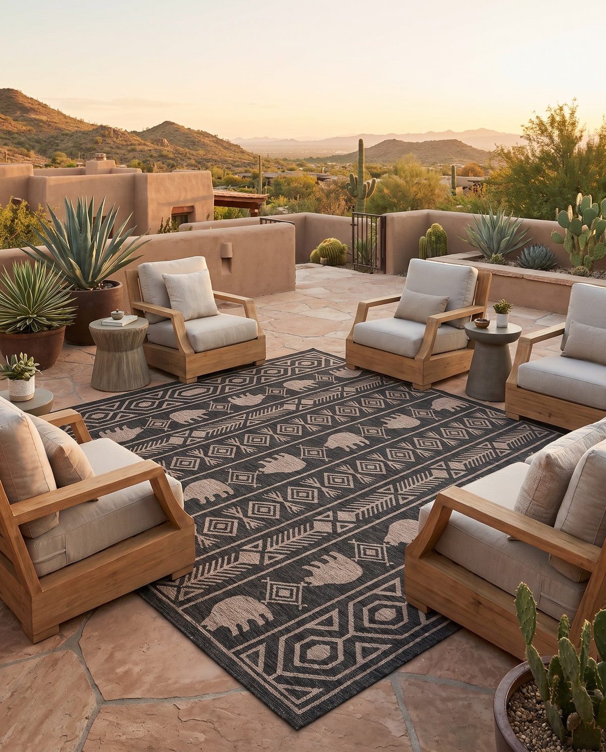 Mesa Oasis Rugs Collection Area Rug - Sundown Square Black  lifestyle 182