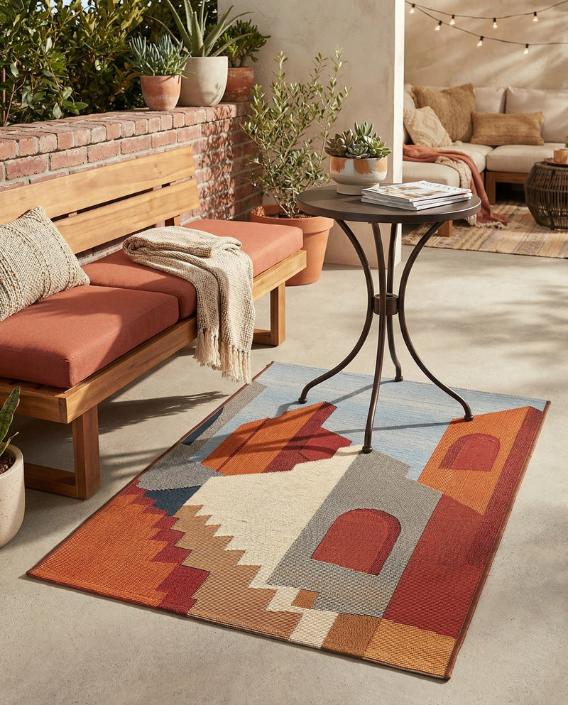 Urban Terrace Collection Area Rug -  Patio Rectangle Multi  lifestyle 13