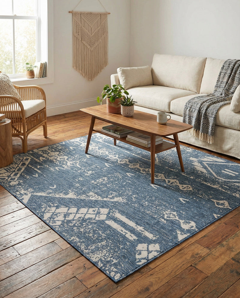 Desert Nomad Terrace Collection Area Rug - Sahara (Blue) Square Blue  lifestyle 57