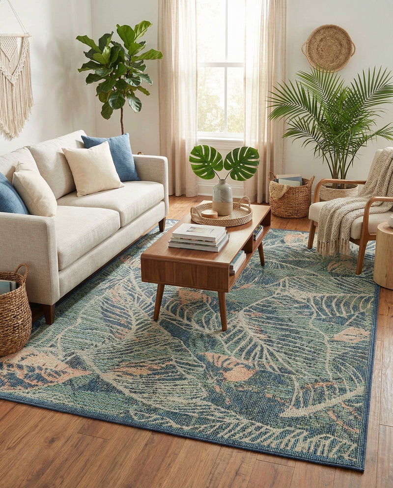 Coastal Terrace Collection Area Rug -  Driftwood Rectangle Blue  lifestyle 57