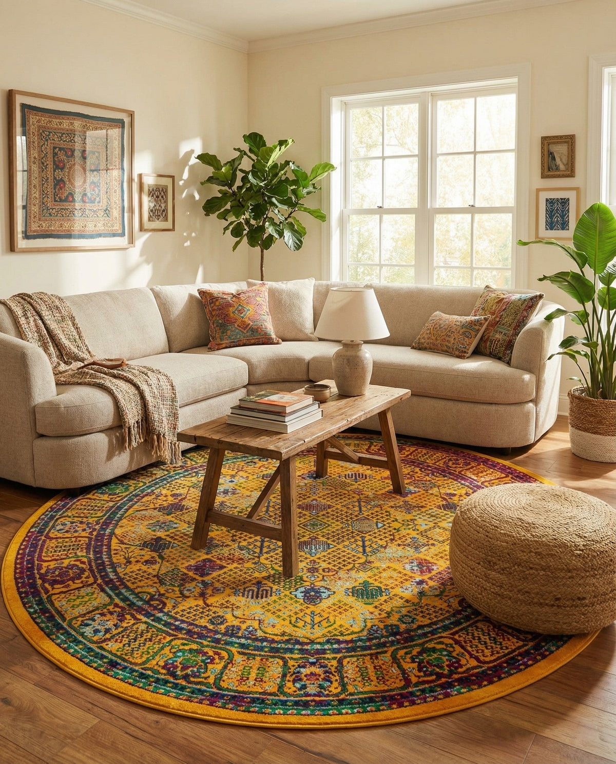 Caribbean Cove Collection Area Rug -  Mustique Round Multi  lifestyle 133