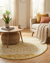 Mediterranean Lattice Collection Area Rug -  Casablanca (Ivory and Yellow) Round Ivory and Yellow  lifestyle 33