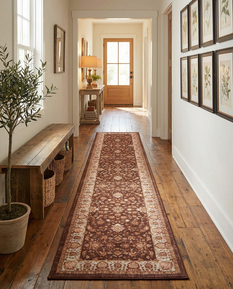 Casablanca Tapestry Collection Area Rug -  Marrakech (Coffee Brown) Runner Coffee Brown  lifestyle 48
