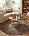 Coastal Terrace Collection Area Rug -  Lagoon Round Multi  lifestyle 72
