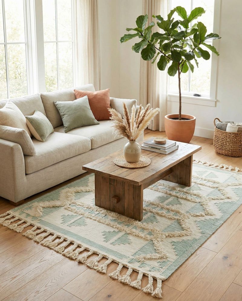 Sonoran Collection Area Rug - BellRock Rectangle Aquamarine and White  lifestyle 13