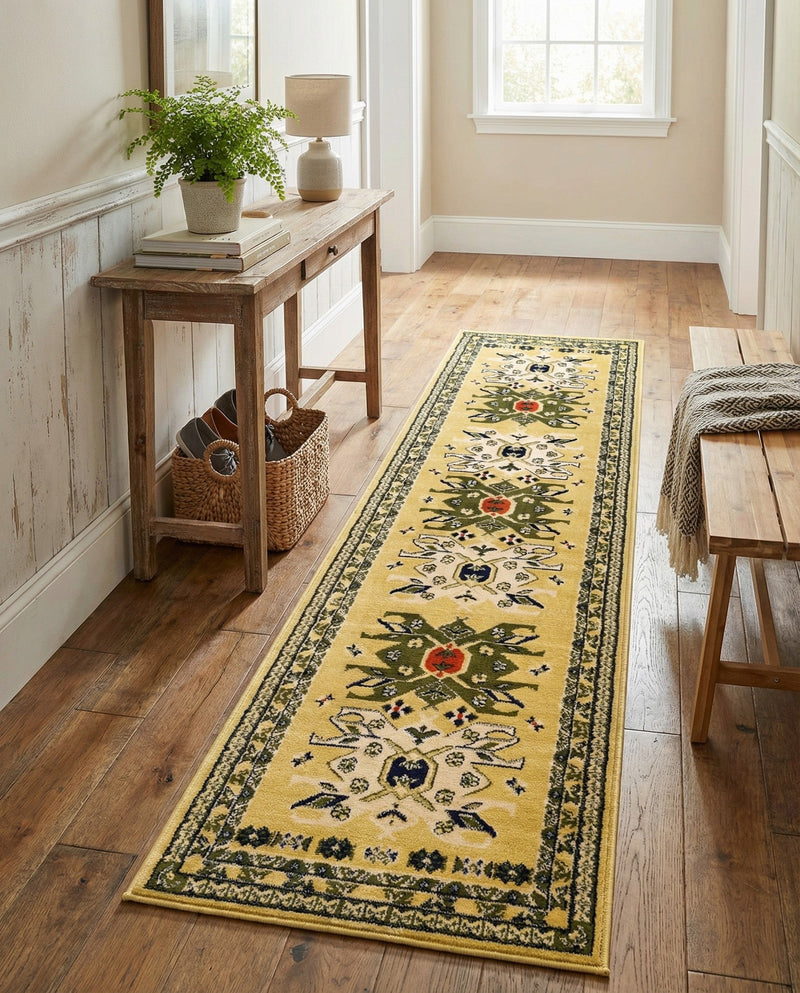 Tabriz Tapestries Collection Area Rug - Azerbaijan (Cream) Runner Cream  lifestyle 54