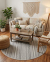 Seaside Stripes Collection Area Rug -  Boardwalk (Beige) Round Beige  lifestyle 67
