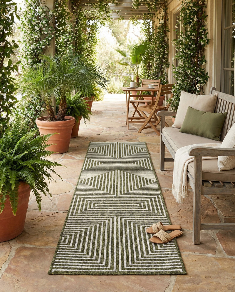 Urban Terrace Collection Area Rug -  Astoria (Green) Runner Green  lifestyle 55