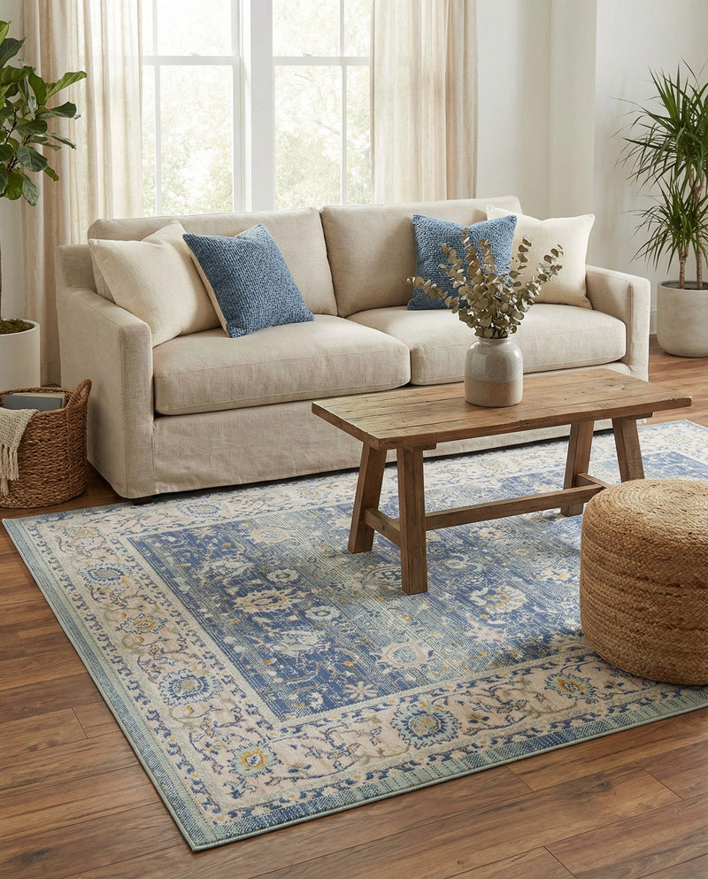 Savannah Series Collection Area Rug -  Beaufort Rectangle French Blue  lifestyle 46