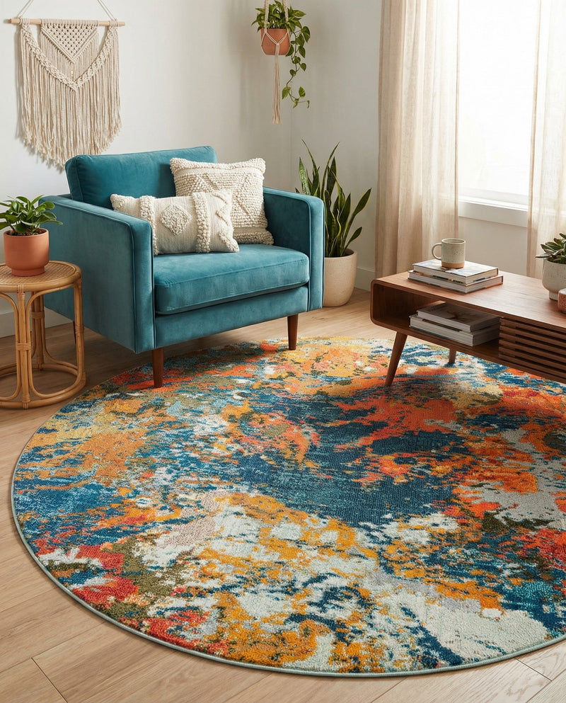 Colorburst Oasis Collection Area Rug -  Chroma Round Multi  lifestyle 29