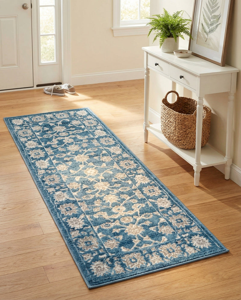 Charleston Elegance Collection Area Rug -  Seaport (Blue) Runner Blue  lifestyle 44