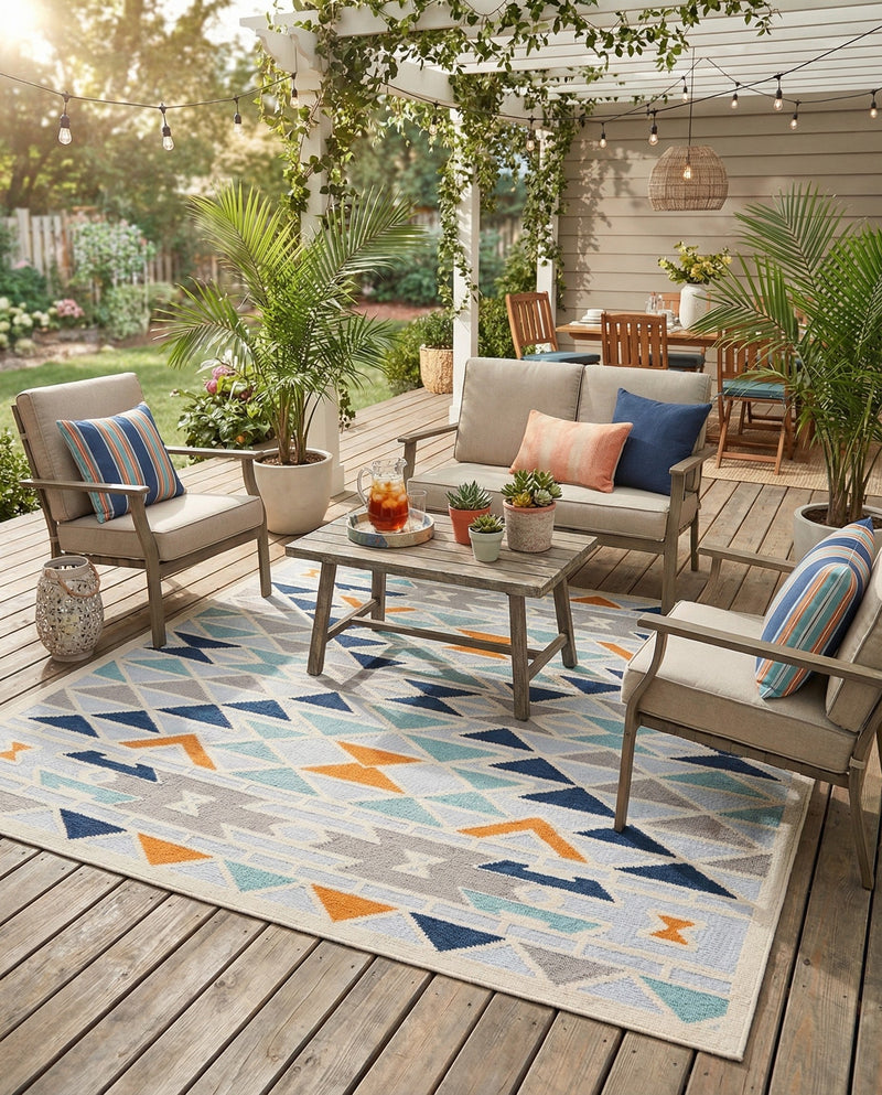 Bahama Breeze Outdoor Collection Area Rug -  Andros Square Gray  lifestyle 73