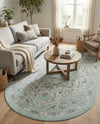 Savannah Series Collection Area Rug - Charleston (Mint) Oval Mint  lifestyle 51