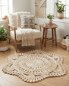 Woven Seaside Jute Collection Area Rug - Nantucket Round Natural and White  lifestyle 27