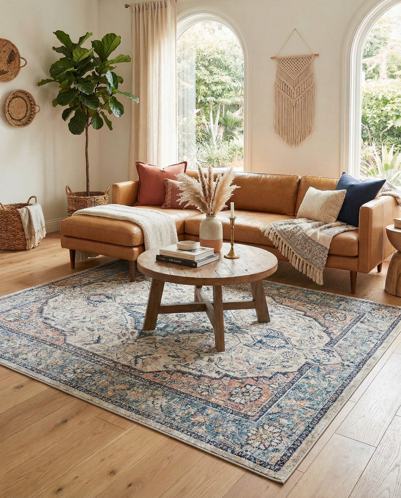 Seville Stripes Collection Area Rug - Cadiz (Blue) Rectangle Blue  lifestyle 12