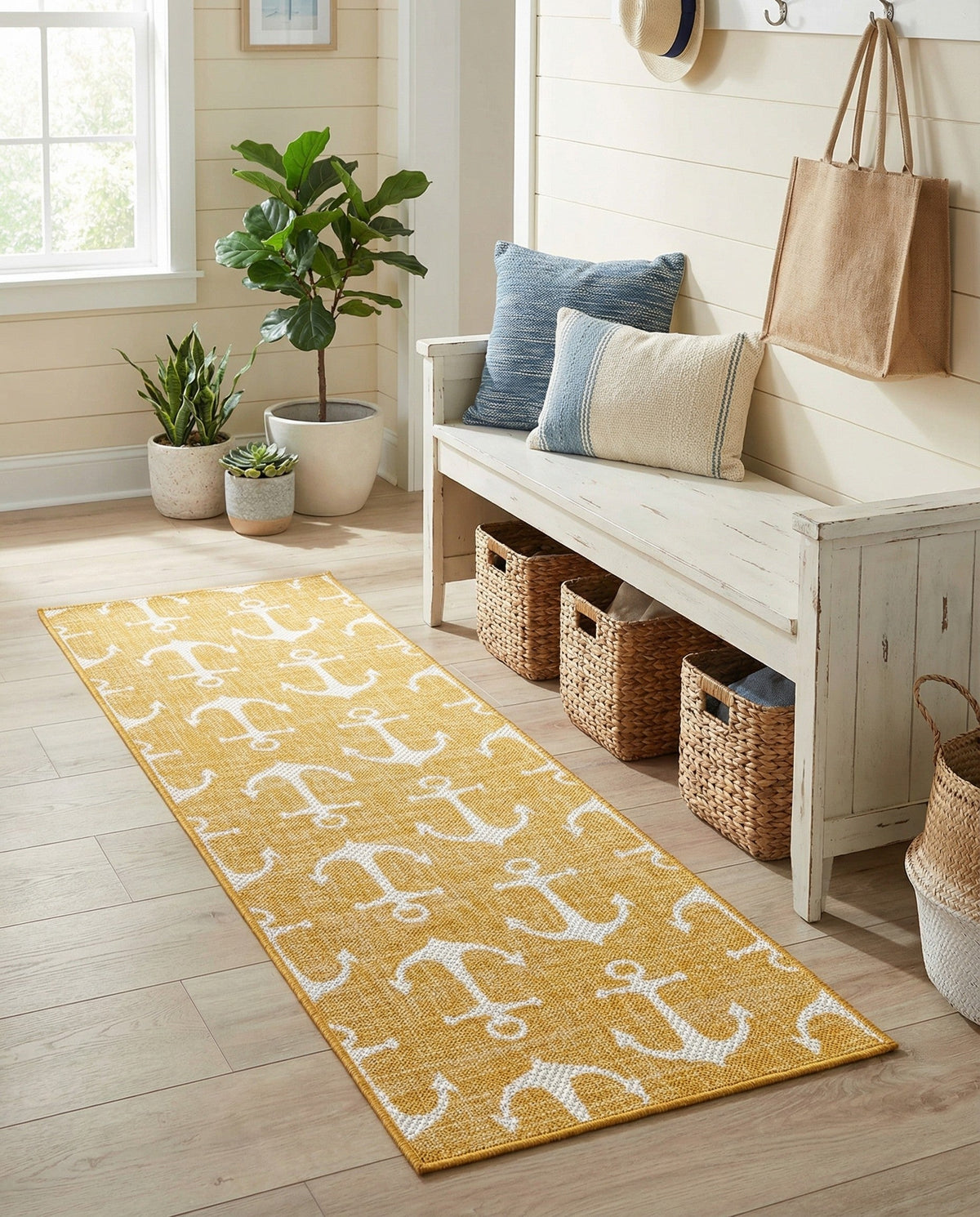 Seaside Haven Rugs Collection Area Rug - Sapphire (Yellow) Runner Yellow  lifestyle 82