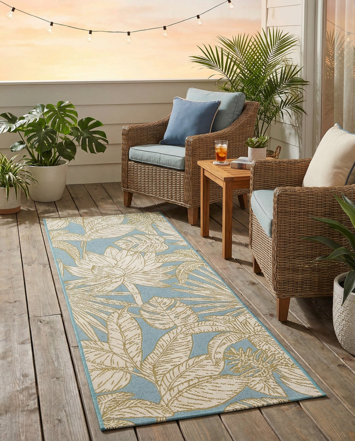 Seaside Blooms Collection Area Rug -  Shalimar Runner Soft Blue  lifestyle 56