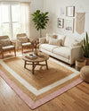 Woven Seaside Jute Collection Area Rug - Nantucket Rectangle Pink White Natural  lifestyle 28