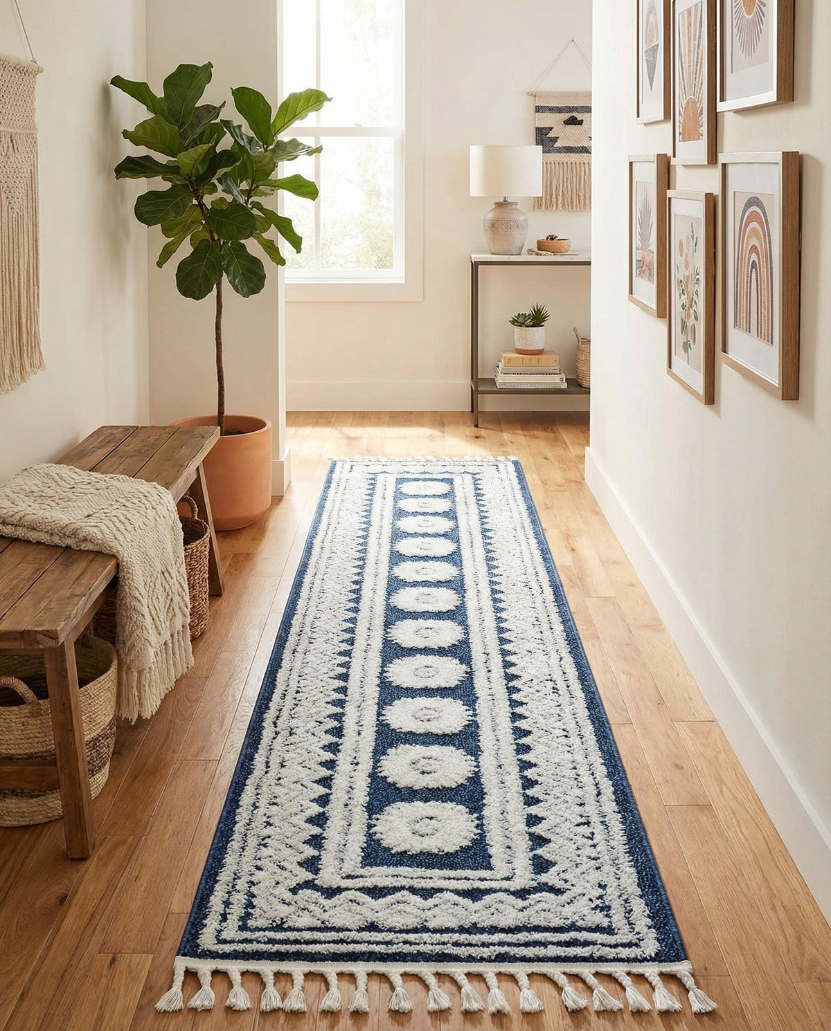Sahara Chic Collection Area Rug -  Tangier Runner Blue  lifestyle 209