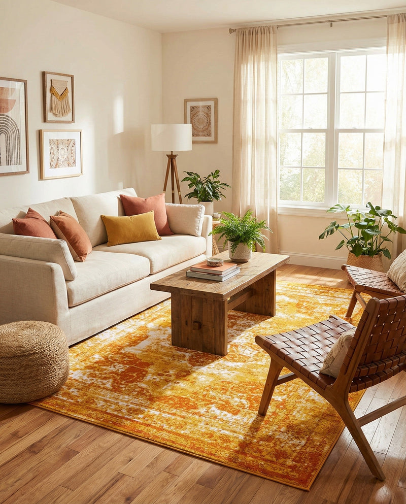 Riviera Elegance Collection Area Rug -  Menton (Orange) Rectangle Orange  lifestyle 17
