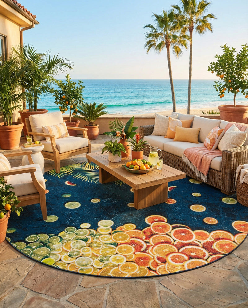 Seaside Haven Rugs Collection Area Rug -  Dunes Round Multi  lifestyle 60