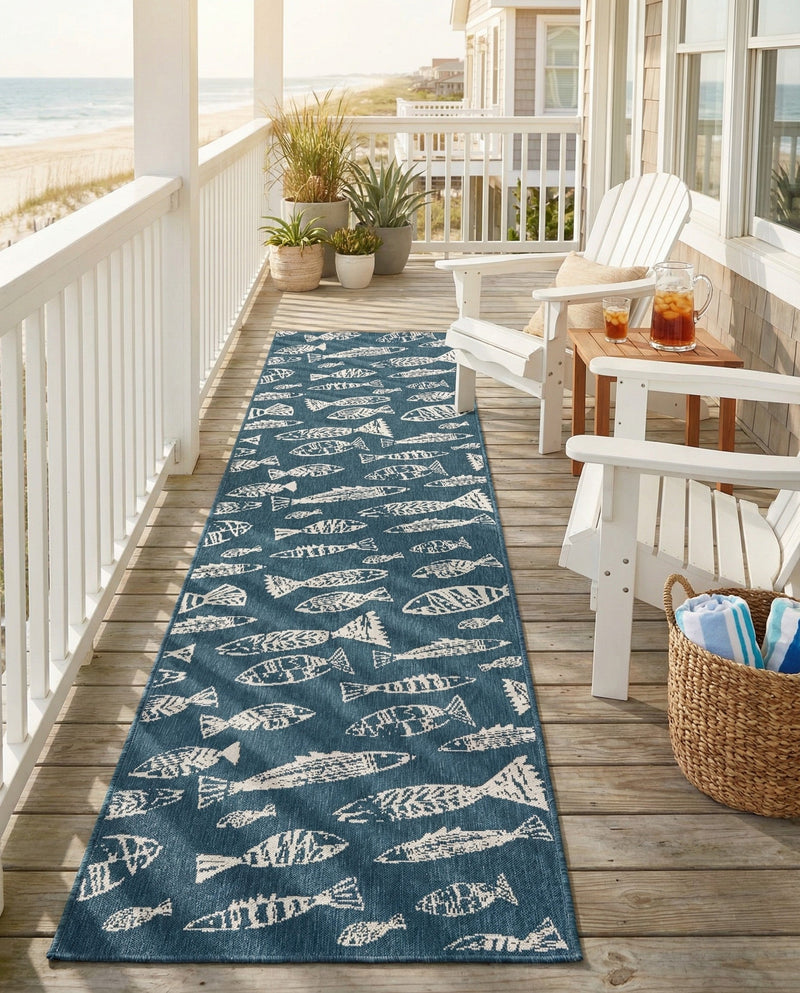 Seaside Haven Rugs Collection Area Rug -  Oceanview Runner Blue  lifestyle 73