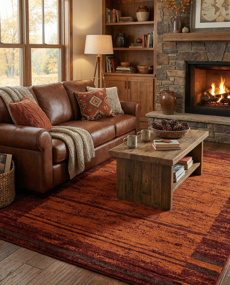 Autumn Meadow Collection Area Rug -  Nutmegwood Rectangle Terracotta  lifestyle 15