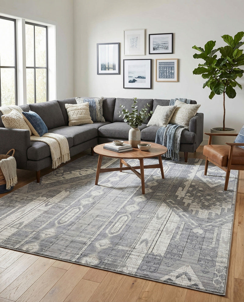 Cascade Range Collection Area Rug - Hood (Gray) Rectangle Gray  lifestyle 4