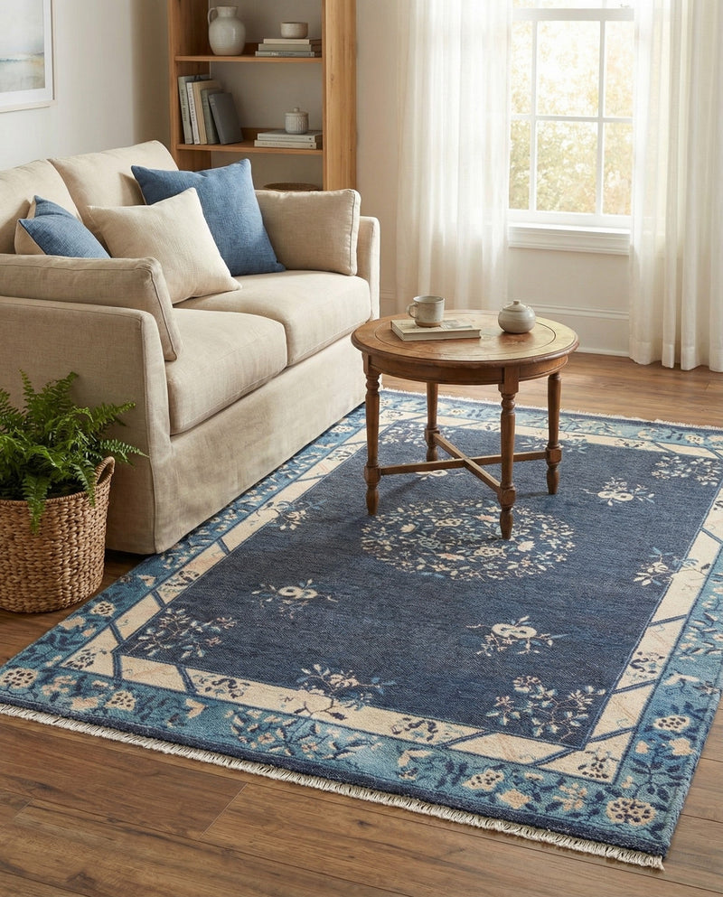Bazaar Chic Collection Area Rug -  Ouarzazate Rectangle Navy Blue  lifestyle 7