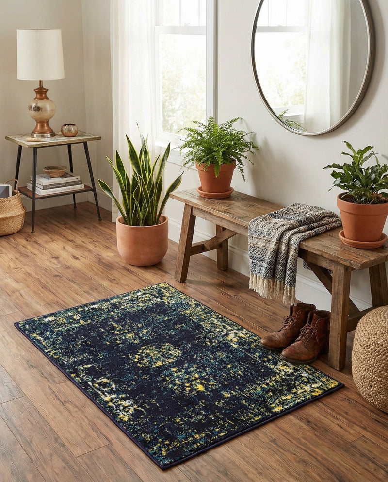 Riviera Elegance Collection Area Rug - Antibes (Navy Blue) Rectangle Navy Blue  lifestyle 17