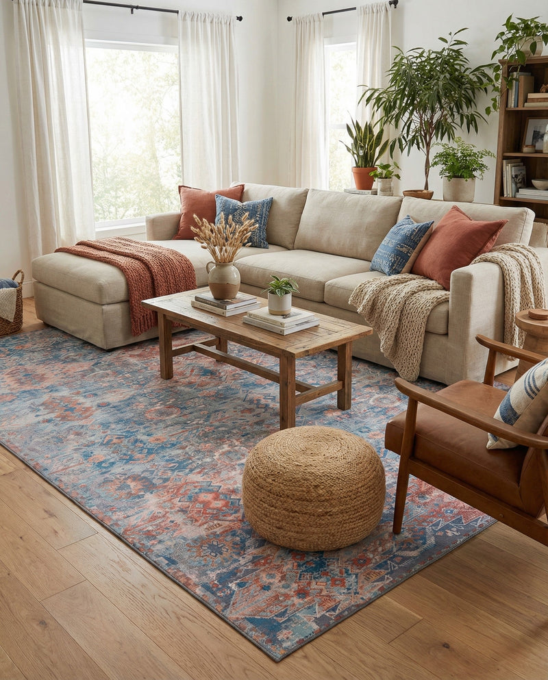 Heritage Elegance Collection Area Rug -  Potala Rectangle Blue  lifestyle 23