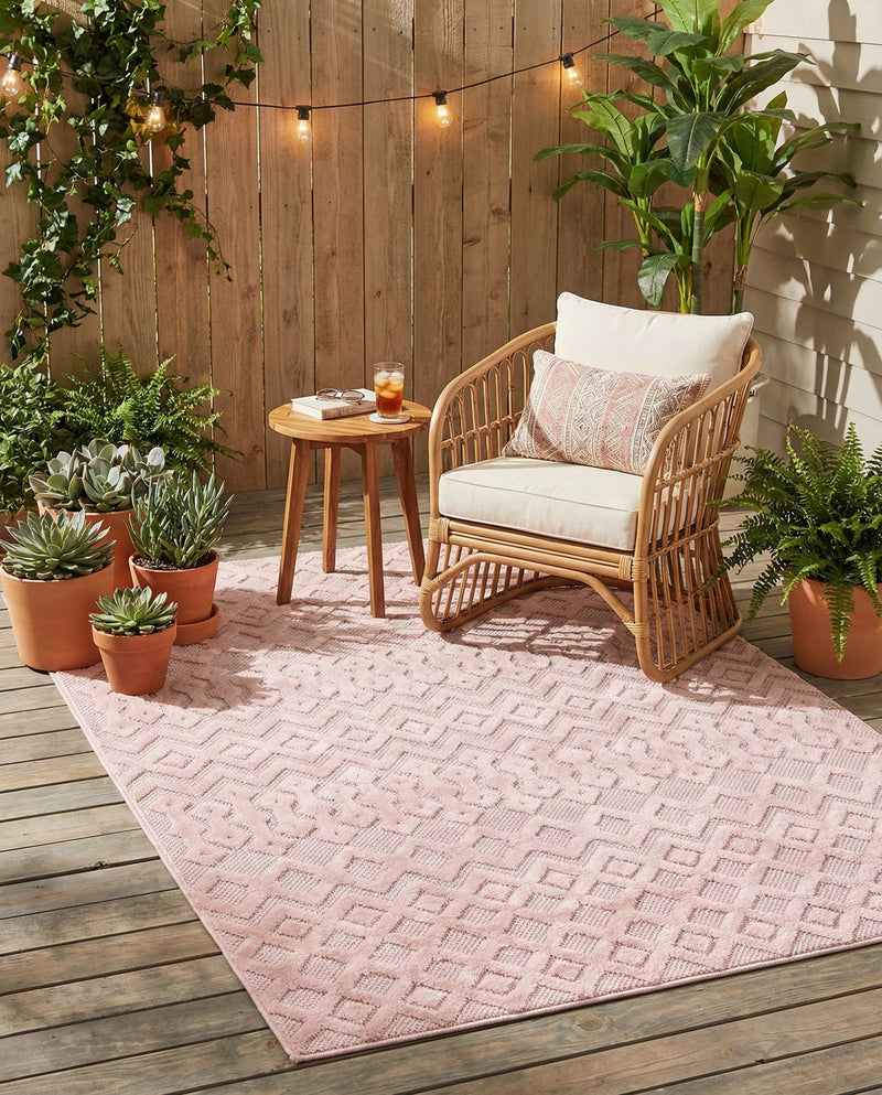 Garden Lattice Charm Collection Area Rug -  Pergola (Pink) Rectangle Pink  lifestyle 19