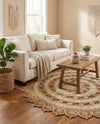 Woven Seaside Jute Collection Area Rug - Coastalhaven (Natural and White) Round Natural and White  lifestyle 29
