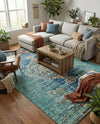 Venetian Tapestry Collection Area Rug -  Giudecca Rectangle Turquoise  lifestyle 27