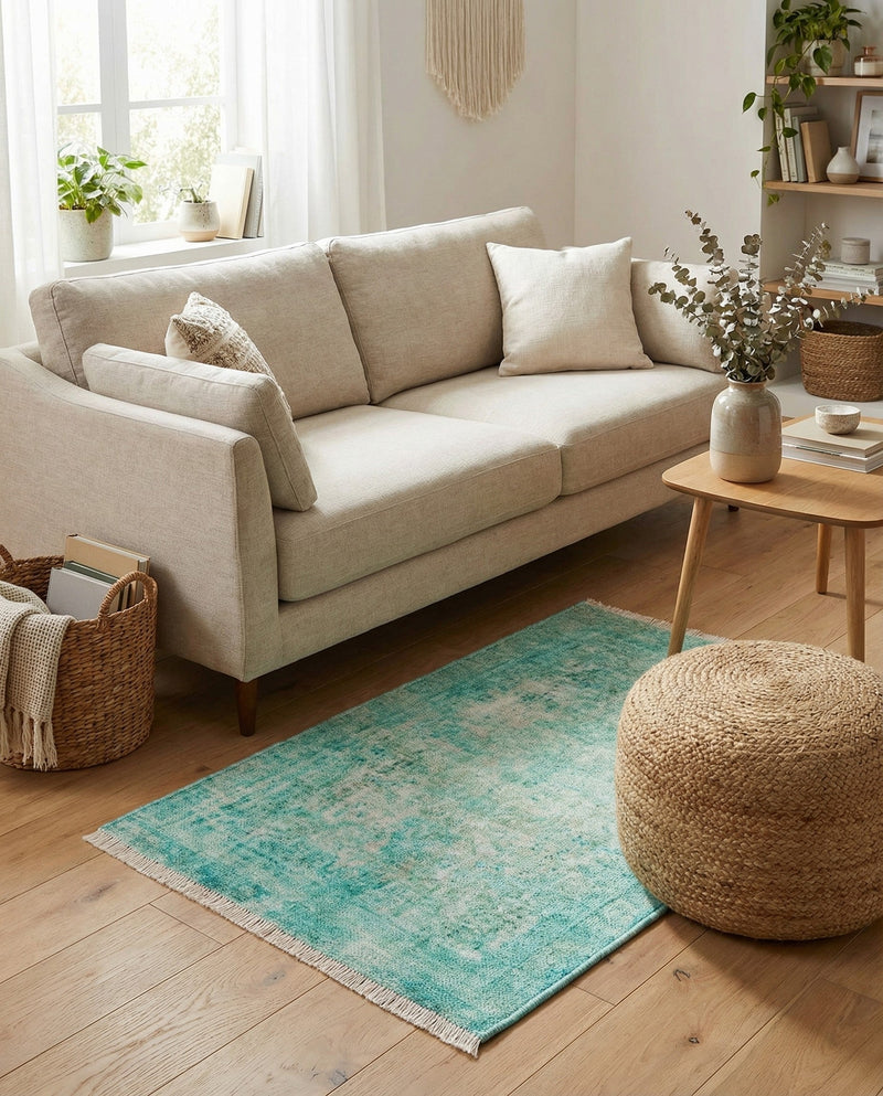 Bazaar Chic Collection Area Rug -  Taza Rectangle Turquoise  lifestyle 7