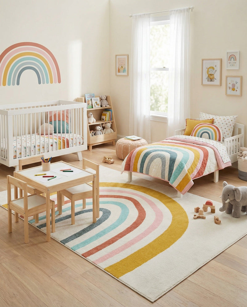 Wonder Tykes Collection Area Rug -  Illusion Rectangle Ivory  lifestyle 17