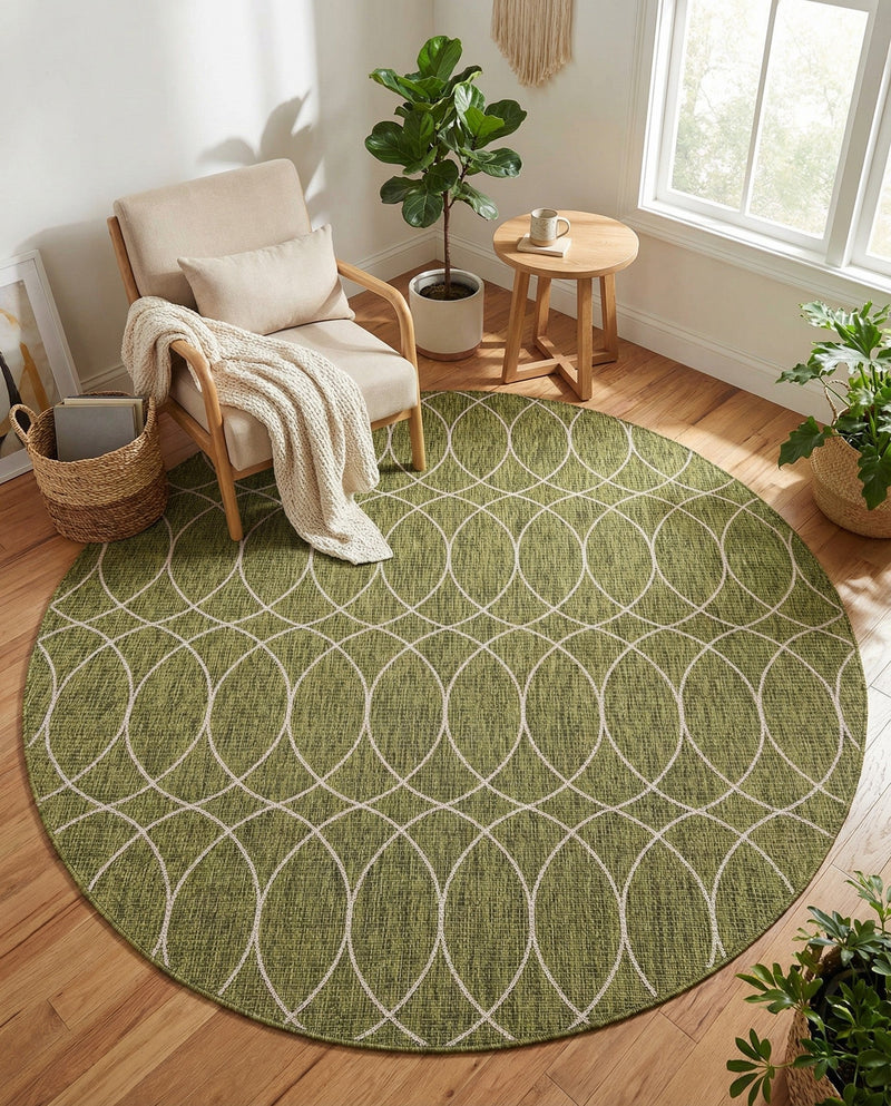Savannah Pergola Collection Area Rug -  Pavilion (Green) Round Green  lifestyle 23