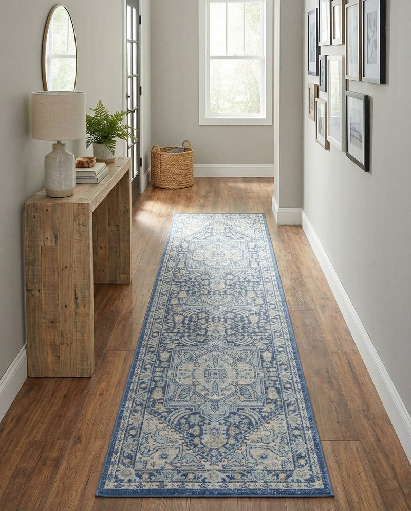 Savannah Series Collection Area Rug - Charleston (French Blue) Runner French Blue  lifestyle 65